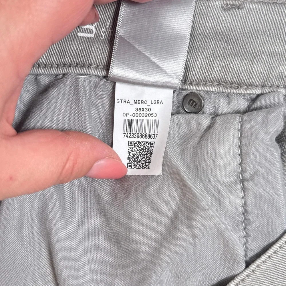 Mott & Bow Jeans Mens 36x30 Gray Twill Stretch Minimalist Mercer Straight Pants - Picture 8 of 9